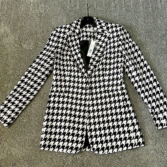 NWT Alice + Olivia Breann checkered black white houndstooth blazer jacket size 2 - Picture 13 of 15